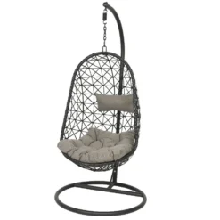 Tuin Diep Verkoop 37 Bologna Hang-ei Wicker Zwart - Ø 95 X H 195 Cm