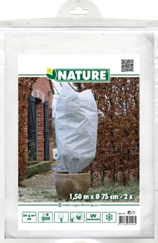 Nature Winterafdekhoes Met Koord Wit Ø75cmx1,50m 50 G/m² Set à 2 Stuks 1 Nature Winterafdekhoes Met Koord Wit Ø75cmx1,50m 50 G/m² Set à 2 Stuks
