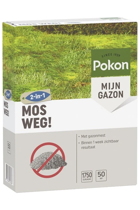 Pokon Mos Weg! 1,75kg Voor 50m² 1 Pokon Mos Weg! 1,75kg Voor 50m²
