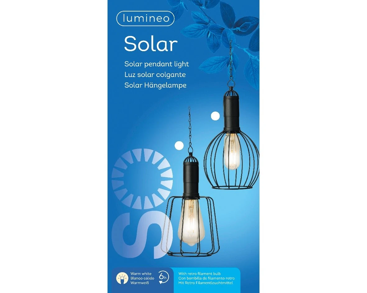 Lumineo Solar Hanglamp Zwart - Ø 22 Cm 2 Lumineo Solar Hanglamp Zwart - Ø 22 Cm - Afbeelding 2