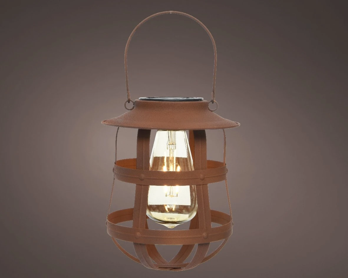 Lumineo Solar Lantaarn Rustiek Bruin - Ø 19 Cm 2 Lumineo Solar Lantaarn Rustiek Bruin - Ø 19 Cm - Afbeelding 2