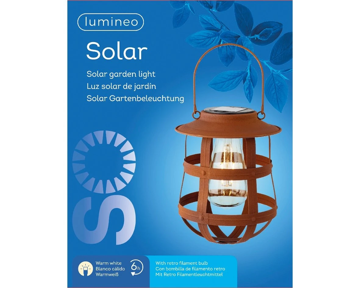 Lumineo Solar Lantaarn Rustiek Bruin - Ø 19 Cm 3 Lumineo Solar Lantaarn Rustiek Bruin - Ø 19 Cm - Afbeelding 3