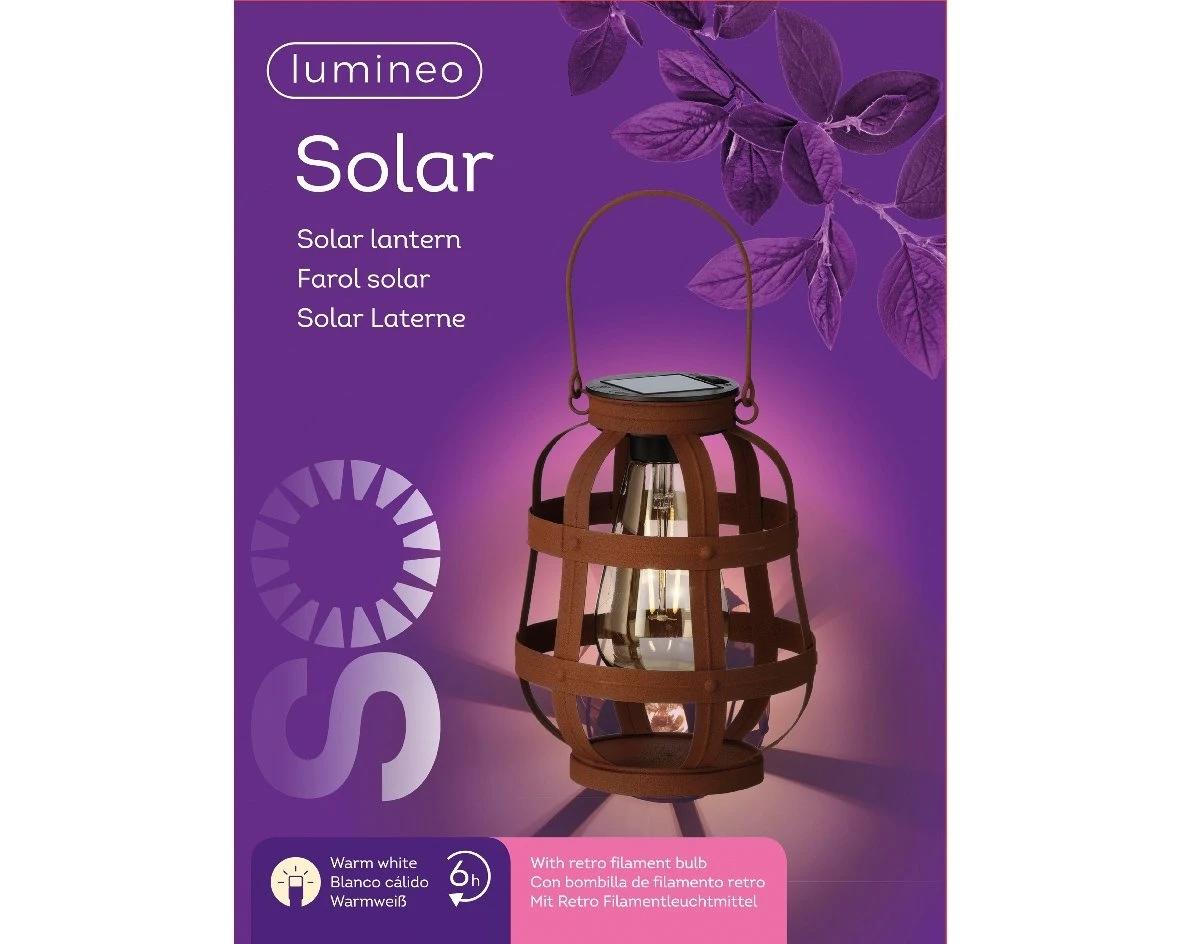 Lumineo Solar Lantaarn Rustiek Bruin - Ø 14 Cm 3 Lumineo Solar Lantaarn Rustiek Bruin - Ø 14 Cm - Afbeelding 3