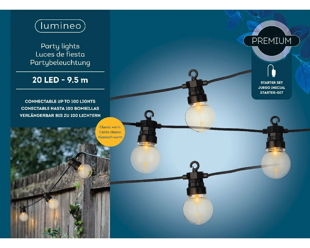 Lumineo LED Partylight Klassiek Warm 20 Lamps - 950 Cm 4 Lumineo LED Partylight Klassiek Warm 20 Lamps - 950 Cm - Afbeelding 4
