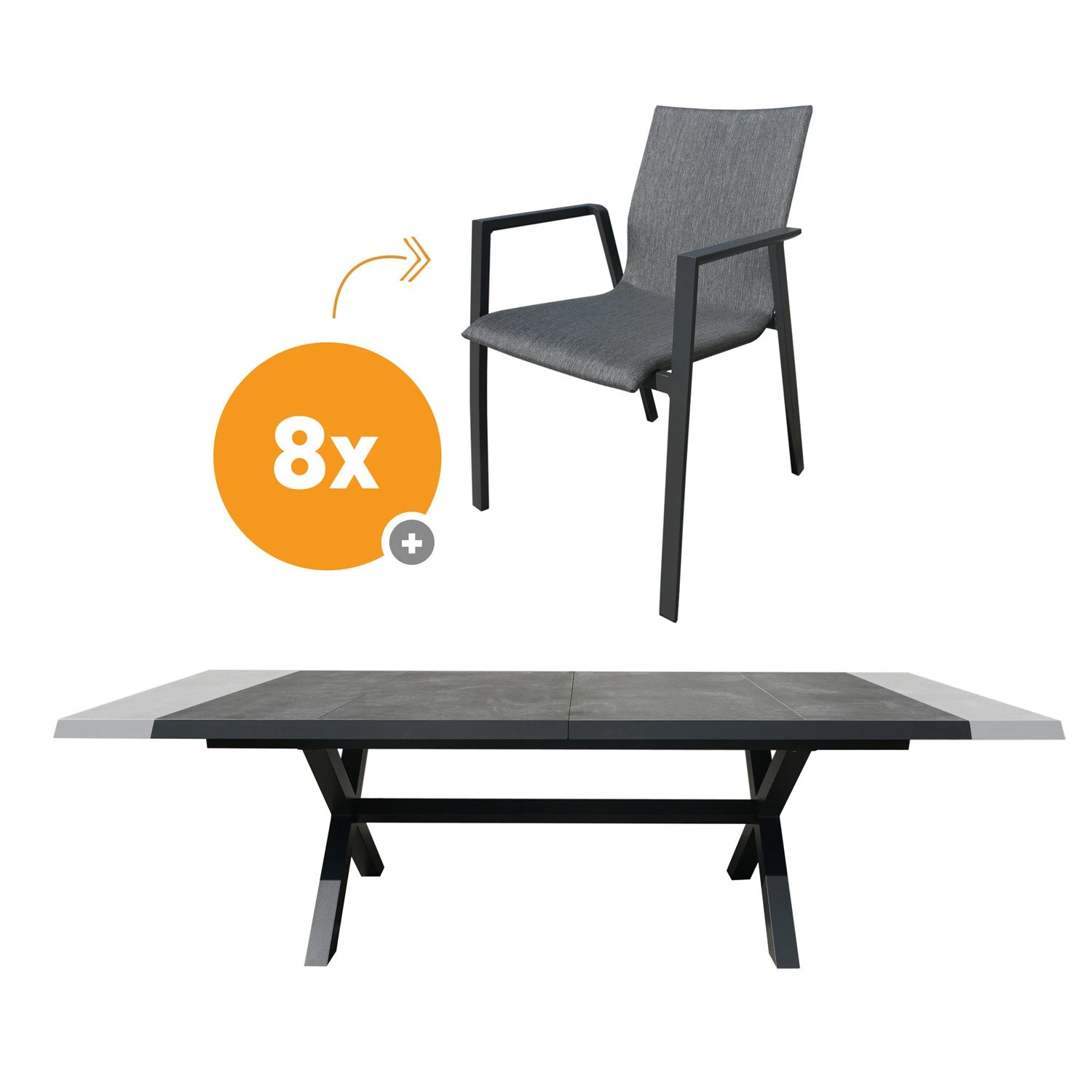 Royal Seasons ALORA Uitschuifbare Dining Set Met 8 Stoelen 1 Royal Seasons ALORA Uitschuifbare Dining Set Met 8 Stoelen