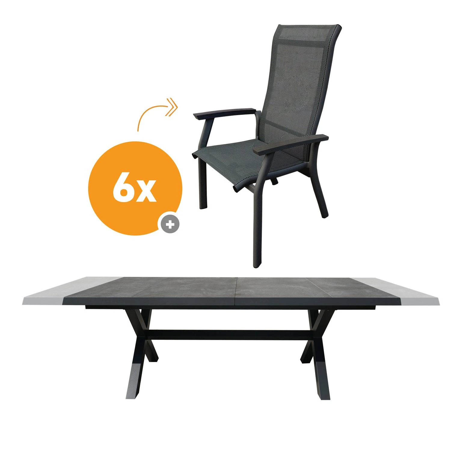 Royal Seasons PORTO Uitschuifbare Dining Set Met 6 Stoelen 1 Royal Seasons PORTO Uitschuifbare Dining Set Met 6 Stoelen